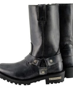 Milwaukee Leather MBL9362 Women's 11 Inch Distressed Grey Classic Harness Square Toe Leather Boots Riding Gear