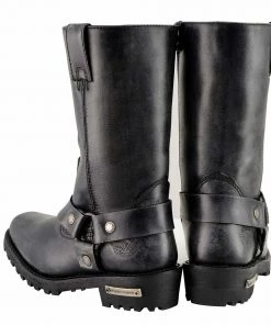 Milwaukee Leather MBL9362 Women's 11 Inch Distressed Grey Classic Harness Square Toe Leather Boots Riding Gear