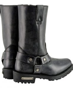 Milwaukee Leather MBL9362 Women's 11 Inch Distressed Grey Classic Harness Square Toe Leather Boots Riding Gear