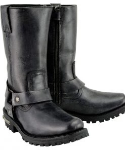 Milwaukee Leather MBL9362 Women's 11 Inch Distressed Grey Classic Harness Square Toe Leather Boots Riding Gear