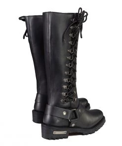 Riding Gear Milwaukee Leather MBL9365W Women’s Wide Width Black Classic Harness 14-inch Square Toe Leather Boots