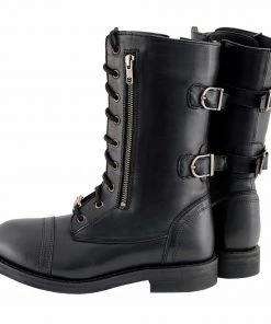 Riding Gear Milwaukee Leather MBL9369 Women's ‘Graze’ Black Leather Lace-Up Boots With Zipper Pocket