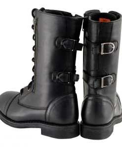 Riding Gear Milwaukee Leather MBL9369 Women's ‘Graze’ Black Leather Lace-Up Boots With Zipper Pocket