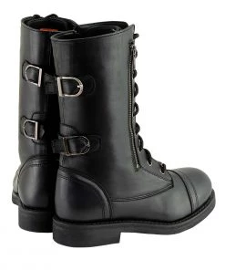 Riding Gear Milwaukee Leather MBL9369 Women's ‘Graze’ Black Leather Lace-Up Boots With Zipper Pocket
