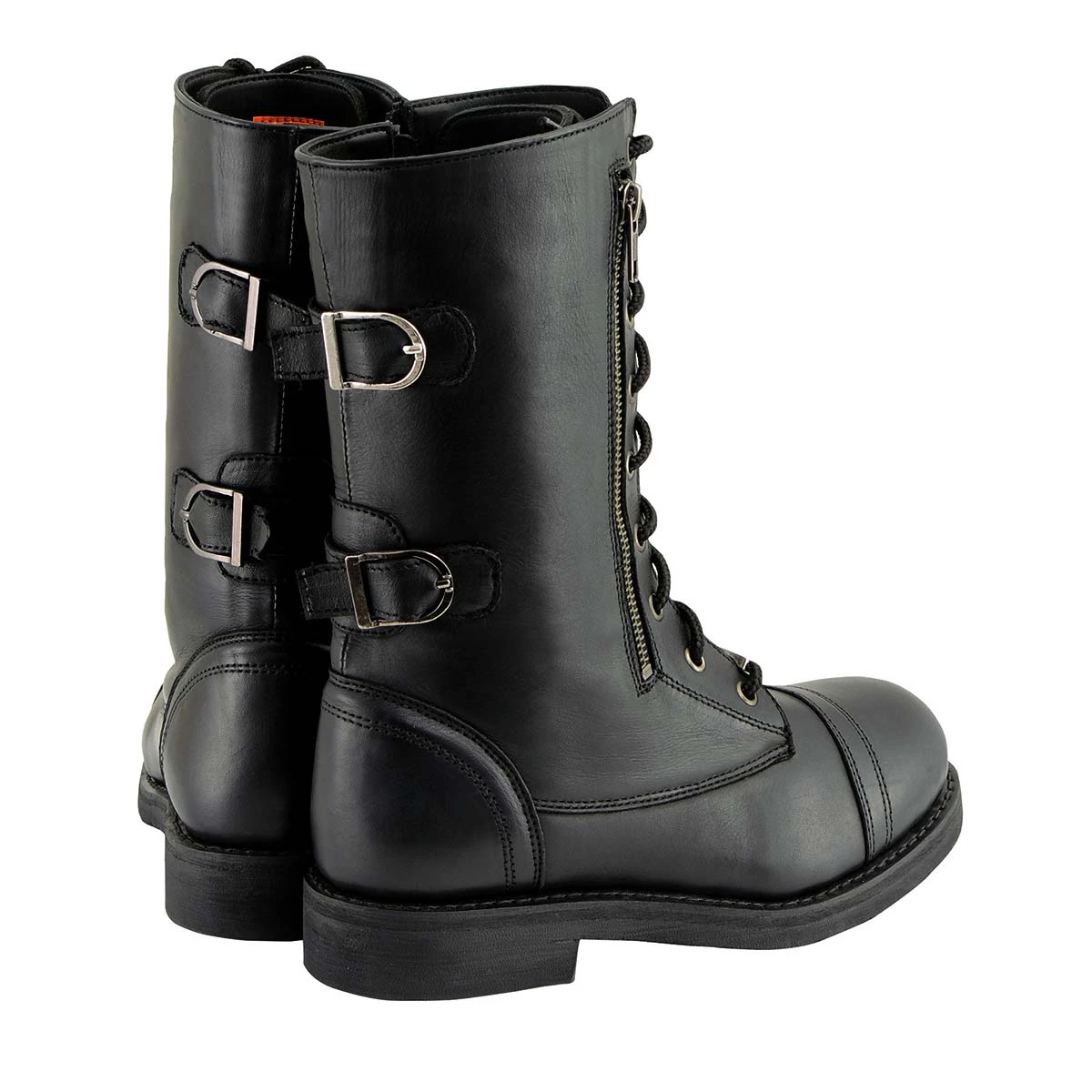 Riding Gear Milwaukee Leather MBL9369 Women's ‘Graze’ Black Leather Lace-Up Boots With Zipper Pocket