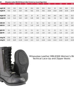 Riding Gear Milwaukee Leather MBL9369 Women's ‘Graze’ Black Leather Lace-Up Boots With Zipper Pocket