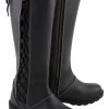 Milwaukee Leather MBL9370 Women's 17 Inch Black Lace Side Boots With Contrast White Stitching