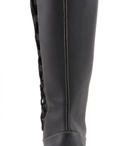 Milwaukee Leather MBL9370 Women's 17 Inch Black Lace Side Boots With Contrast White Stitching