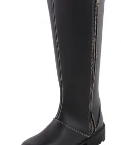 Milwaukee Leather MBL9370 Women's 17 Inch Black Lace Side Boots With Contrast White Stitching