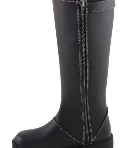 Milwaukee Leather MBL9370 Women's 17 Inch Black Lace Side Boots With Contrast White Stitching