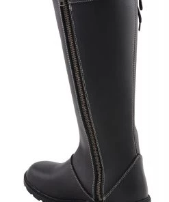 Milwaukee Leather MBL9370 Women's 17 Inch Black Lace Side Boots With Contrast White Stitching