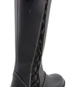 Milwaukee Leather MBL9370 Women's 17 Inch Black Lace Side Boots With Contrast White Stitching
