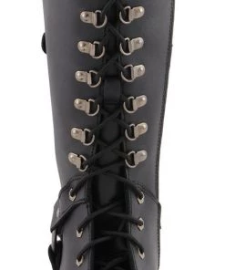 Milwaukee Leather MBL9380 Women's Black'Jane' 15-inch Leather Combat Style Harness Boots