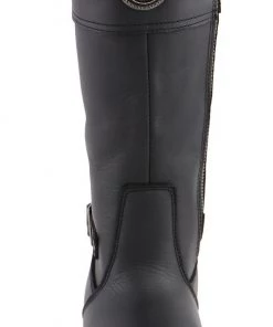 Riding Gear Milwaukee Leather MBL9385 Women's Black 15 Inch Calf Laced Leather Riding Boots With Side Zipper Entry