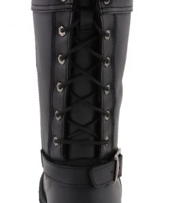 Riding Gear Milwaukee Leather MBL9385 Women's Black 15 Inch Calf Laced Leather Riding Boots With Side Zipper Entry