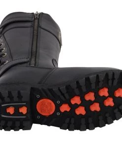 Riding Gear Milwaukee Leather MBL9385 Women's Black 15 Inch Calf Laced Leather Riding Boots With Side Zipper Entry