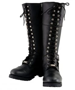 Milwaukee Leather MBL9390 Women’s Black 16-inch Lace-Up Front Cap Toe Riding Boots Riding Gear