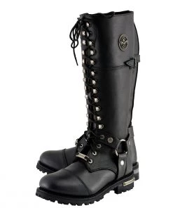 Milwaukee Leather MBL9390 Women’s Black 16-inch Lace-Up Front Cap Toe Riding Boots Riding Gear