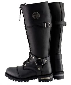 Milwaukee Leather MBL9390 Women’s Black 16-inch Lace-Up Front Cap Toe Riding Boots Riding Gear