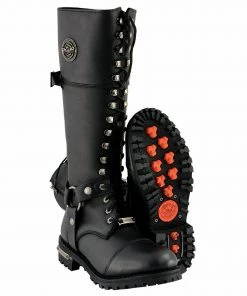 Milwaukee Leather MBL9390 Women’s Black 16-inch Lace-Up Front Cap Toe Riding Boots Riding Gear