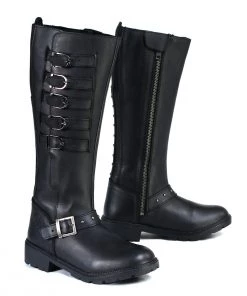 Milwaukee Leather MBL9395 Women's Black 17 Inch Side Strap Riding Boots With Side Zipper Entry Riding Gear
