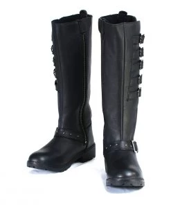 Milwaukee Leather MBL9395 Women's Black 17 Inch Side Strap Riding Boots With Side Zipper Entry Riding Gear