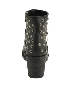 Milwaukee Leather MBL9402 Women's Black Spiked Side Zipper Entry Boot With Platform Heel