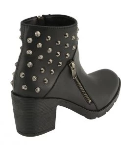 Milwaukee Leather MBL9402 Women's Black Spiked Side Zipper Entry Boot With Platform Heel
