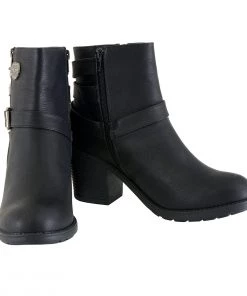 Milwaukee Performance Milwaukee Leather MBL9405 Women's Black Boots With Side Zipper And Triple Buckle Adjustment