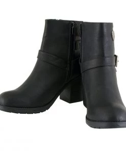 Milwaukee Performance Milwaukee Leather MBL9405 Women's Black Boots With Side Zipper And Triple Buckle Adjustment