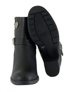 Milwaukee Performance Milwaukee Leather MBL9405 Women's Black Boots With Side Zipper And Triple Buckle Adjustment