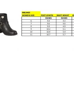 Milwaukee Performance Milwaukee Leather MBL9405 Women's Black Boots With Side Zipper And Triple Buckle Adjustment