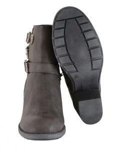 Milwaukee Performance Riding Gear Milwaukee Leather MBL9406 Women's Stone Grey Triple Buckle Side Zipper Boots With Platform Heel