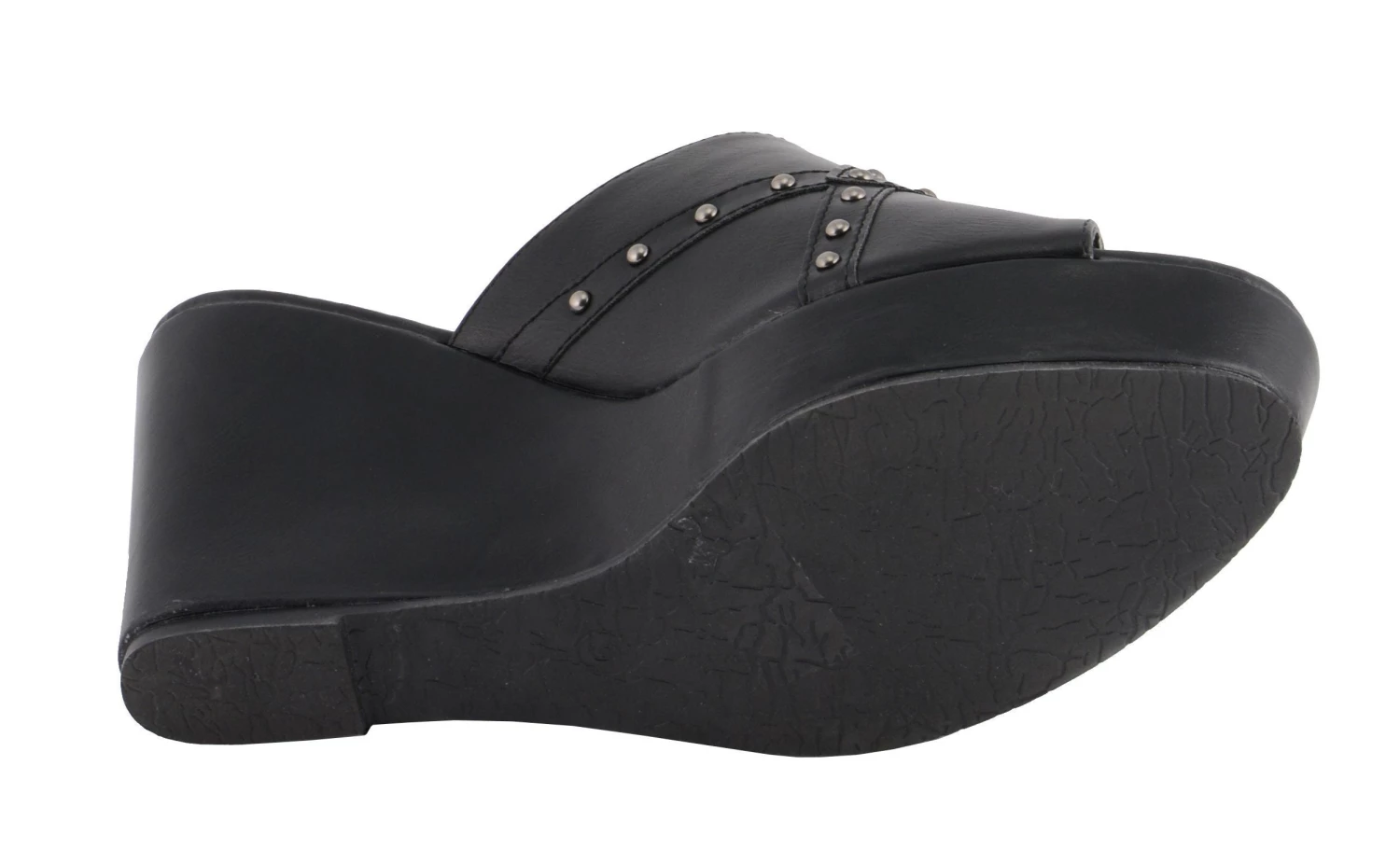 Riding Gear Milwaukee Performance MBL9407 Women's Black Open Toe Wedge Sandals With Studs