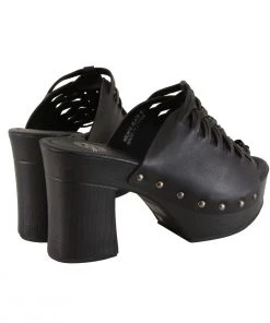 Milwaukee Performance Milwaukee Leather MBL9410 Women's Black Open Toe Platform Wedges With Studs Riding Gear