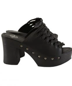 Milwaukee Performance Milwaukee Leather MBL9410 Women's Black Open Toe Platform Wedges With Studs Riding Gear