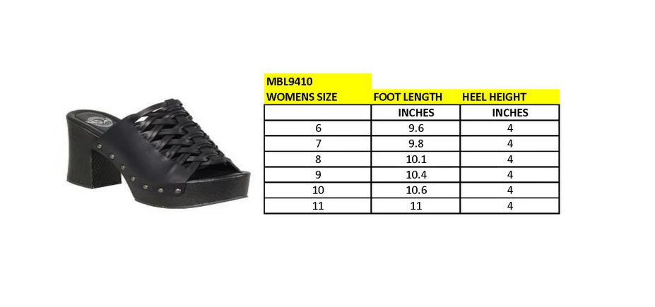 Milwaukee Performance Milwaukee Leather MBL9410 Women's Black Open Toe Platform Wedges With Studs Riding Gear