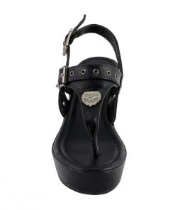 Riding Gear Milwaukee Performance MBL9411 Women's Black Wedge Sandals With Buckled Straps