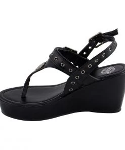 Riding Gear Milwaukee Performance MBL9411 Women's Black Wedge Sandals With Buckled Straps