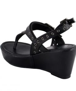Riding Gear Milwaukee Performance MBL9411 Women's Black Wedge Sandals With Buckled Straps