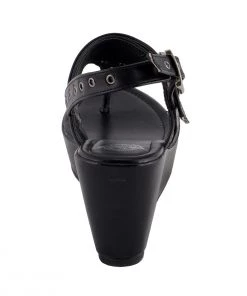 Riding Gear Milwaukee Performance MBL9411 Women's Black Wedge Sandals With Buckled Straps