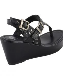 Riding Gear Milwaukee Performance MBL9411 Women's Black Wedge Sandals With Buckled Straps