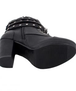 Riding Gear Milwaukee Performance MBL9417 Women's Black Lace-Up Boots With Triple Strap Studded Accents