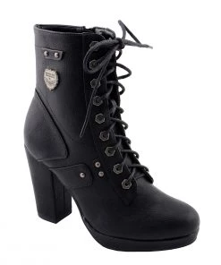 Milwaukee Performance MBL9418 Women's Black Lace-Up Platform Boots With Studded Accents Riding Gear
