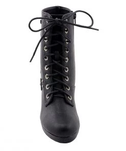 Milwaukee Performance MBL9418 Women's Black Lace-Up Platform Boots With Studded Accents Riding Gear