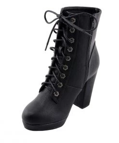 Milwaukee Performance MBL9418 Women's Black Lace-Up Platform Boots With Studded Accents Riding Gear