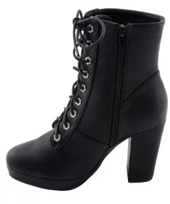 Milwaukee Performance MBL9418 Women's Black Lace-Up Platform Boots With Studded Accents Riding Gear