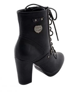 Milwaukee Performance MBL9418 Women's Black Lace-Up Platform Boots With Studded Accents Riding Gear