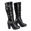 Milwaukee Performance Milwaukee Leather MBL9419 Ladies Tall Black Platform Boots With Slouch Shaft