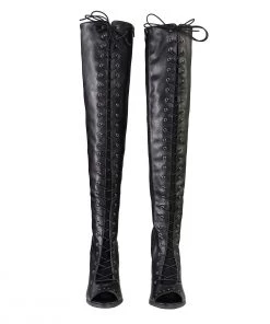 Milwaukee Performance MBL9421 Women's Black Lace-Up Knee-High Boots With Open Toe Riding Gear